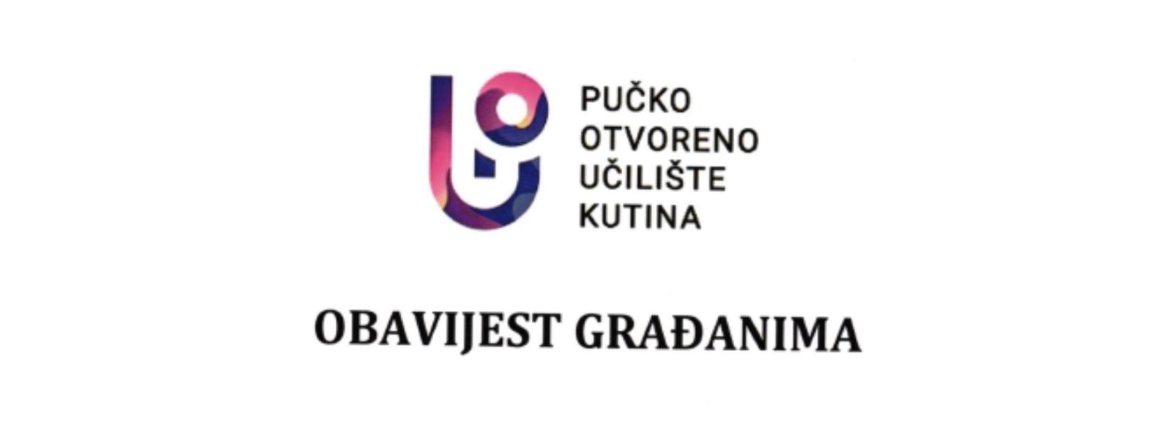 OBAVIJEST GRAĐANIMA - Pokazna vatrogasna vježba u Pučkom otvorenom učilištu Kutina