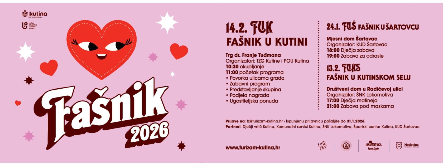 NAJAVA - Fašnik u Kutini 2026. – vesela maskirana povorka za djecu i cijelu zajednicu