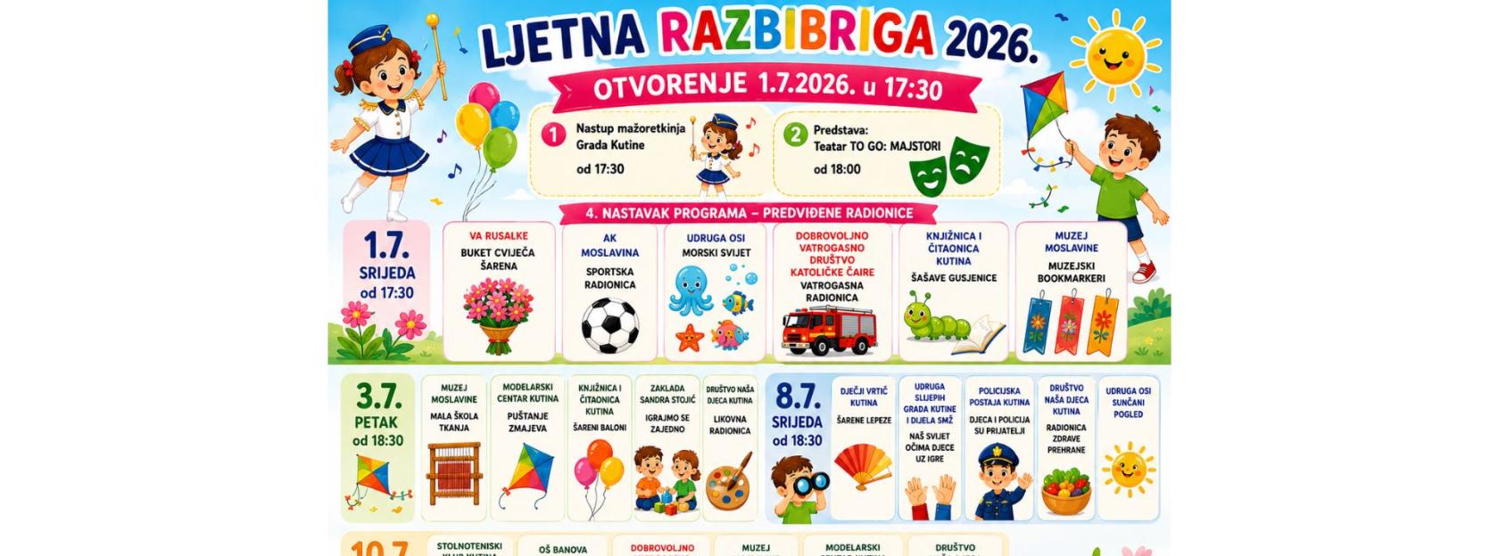 Ljetna razbibriga 2026. donosi bogat program za djecu u Gradskom parku Kutina