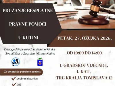 Plakat pružanje besplatne pravne pomoći - 27.3.2026.