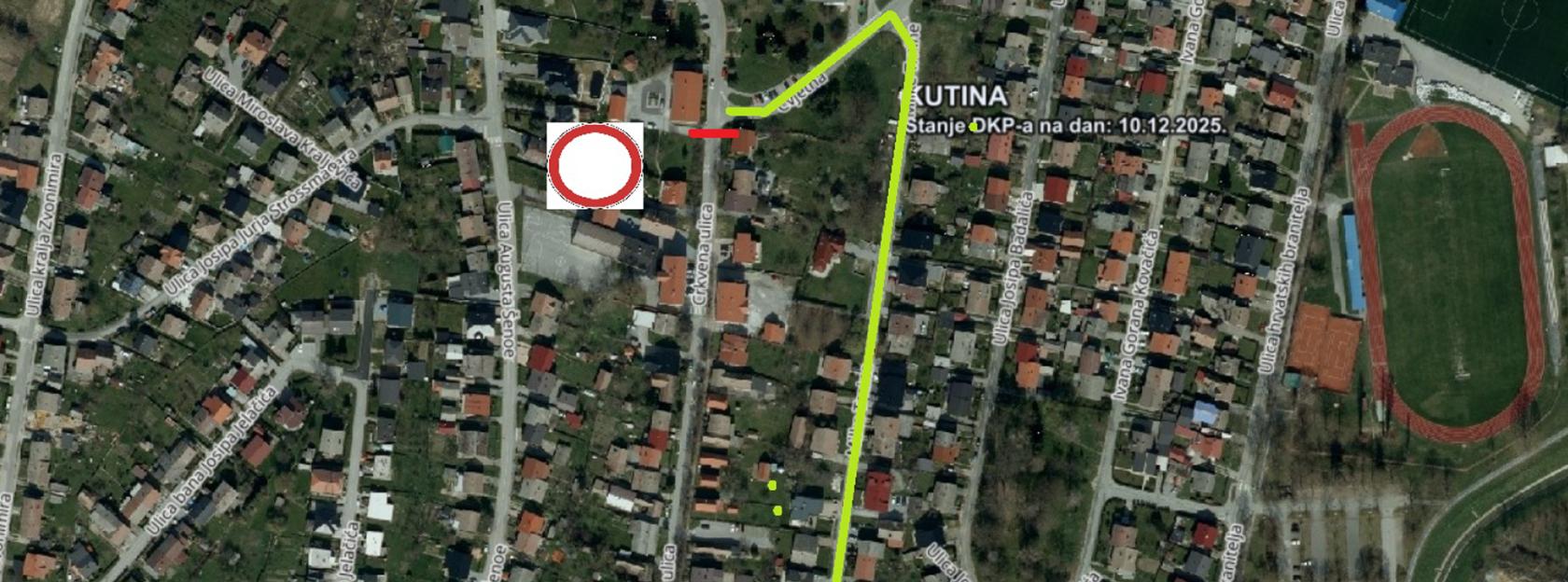 OBAVIJEST O PRIVREMENOM ZATVARANJU PROMETA – DIO CRKVENE ULICE (uz Osnovnu školu Mato Lovrak) U KUTINI