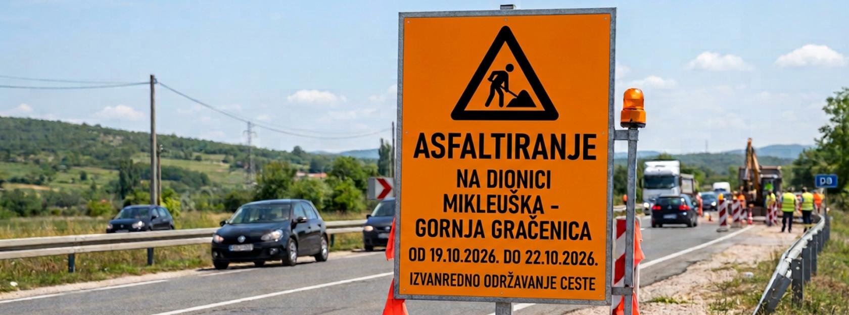 Obavijest o privremenoj prometnoj signalizaciji na cesti Mikleuška - Gornja Gračenica