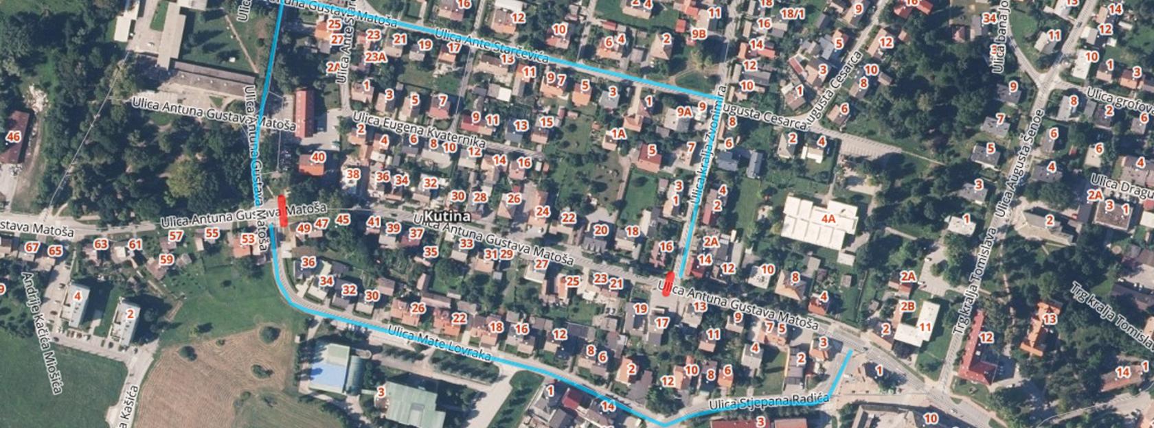 OBAVIJEST O PRIVREMENOM ZATVARANJU PROMETA – DIO ULICE ANTUNA GUSTAVA MATOŠA U KUTINI